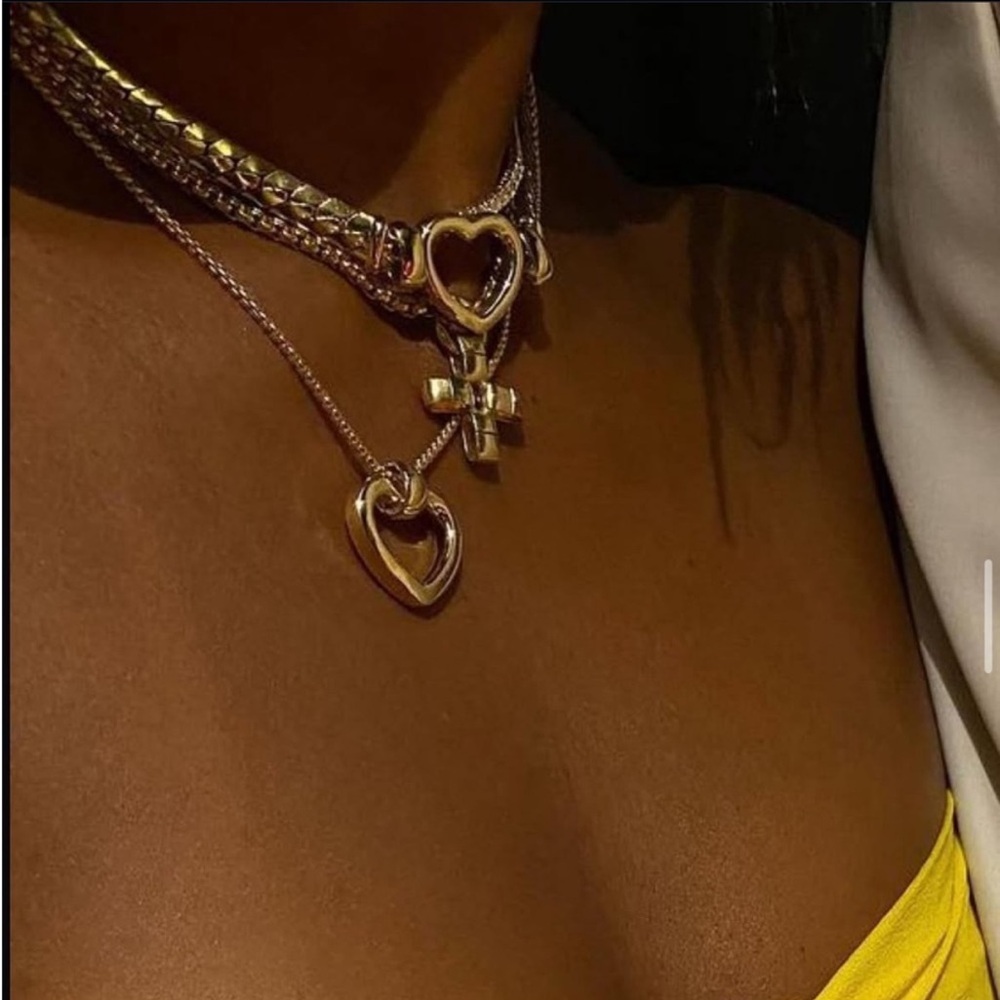 Laura Lombardi Gold Heart Choker Necklace - Picture 2 of 4